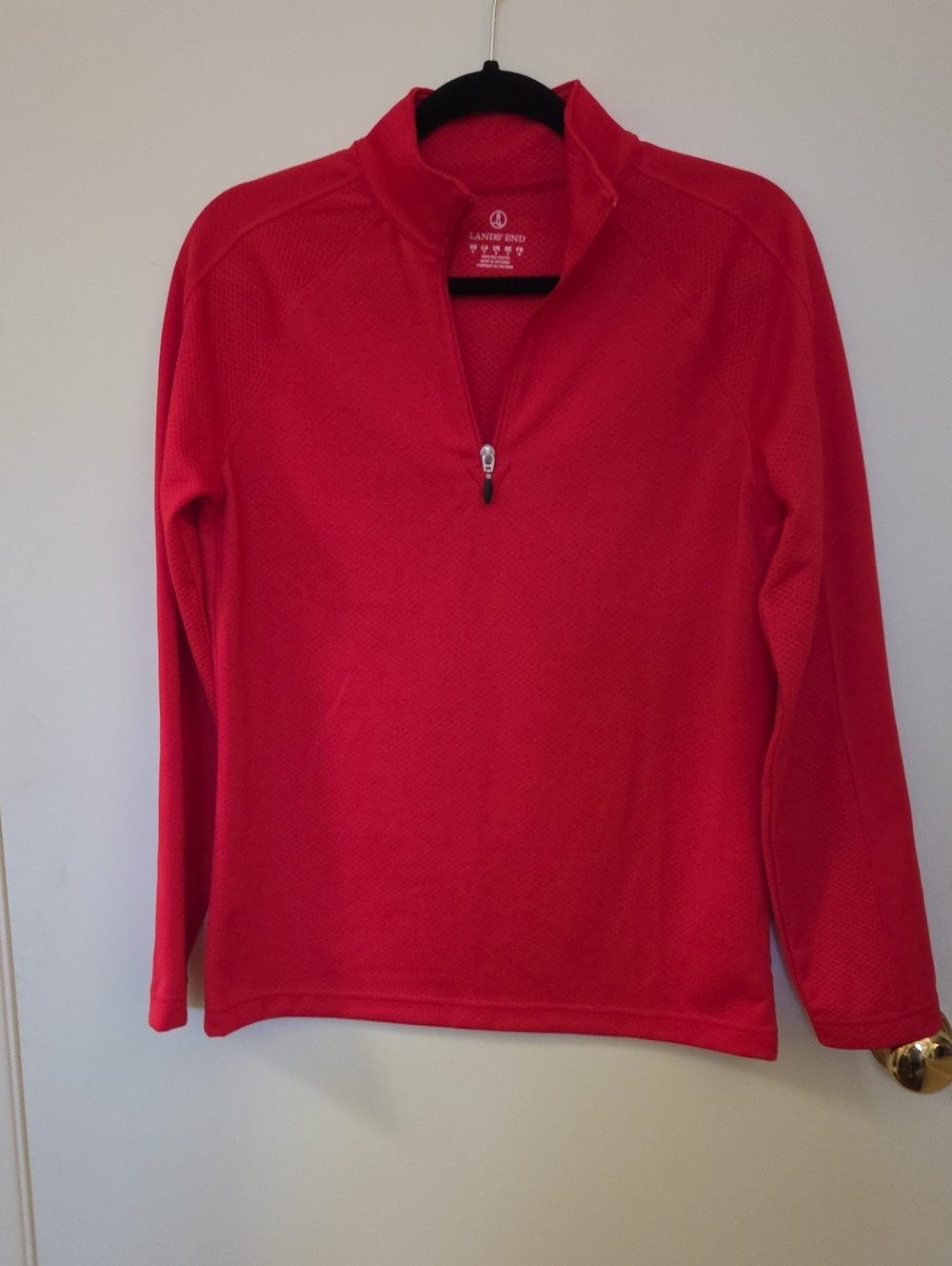 Lands' End Women's Bright Red Half-Zip Long Sleeve Top